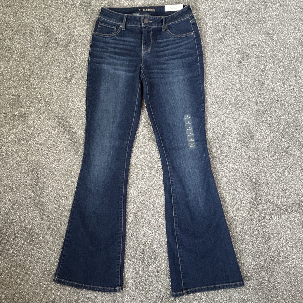 * NWT * Maurices Flare Denim Flex Mid-Rise Blue Jeans - Women's SMALL Dark Wash